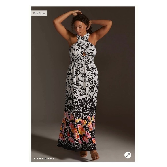 PLENTY by TRACY REESE Anthropologie White Printed Halter Maxi Dress small NWT - Picture 4 of 11